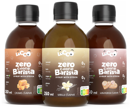 Zdrowa żywność AmerPharma LoCCo 0 kcal syrop Barista ze stewią 3x250 ml Karmel/ Wanili
